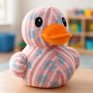 Striped Duck Stuffed Animal - Pink and Orange
